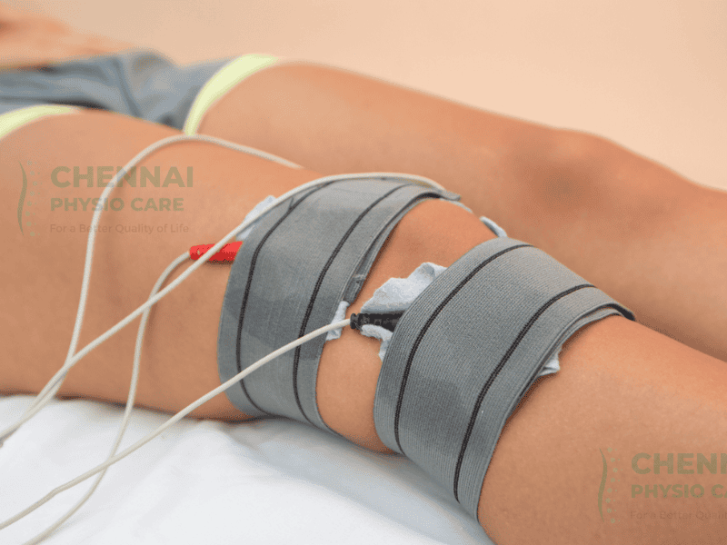 Patient during knee rehabilitation session