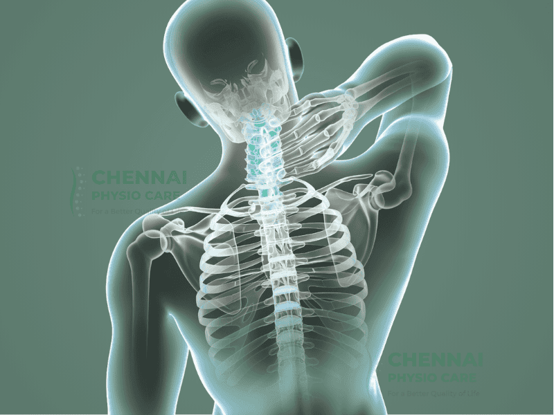 Person receiving neck physiotherapy treatment